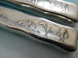 Lap Over Edge Acid Etched by Tiffany Sterling Silver Roast Carving Set Cow Motif