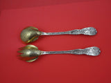 Chrysanthemum Vermeil by Tiffany and Co Sterling Salad Serving Set GW 10 1/2"