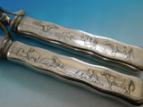 Lap Over Edge Acid Etched by Tiffany Sterling Silver Roast Carving Set Cow Motif