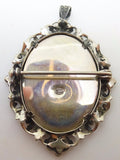 .800 Silver Hand Painted Portrait Pin / Pendant (#J3421)