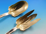 Lap Over Edge Acid Etched by Tiffany Sterling Silver Salad Serving Set GW 10 1/2