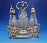 Joseph and John Angell English Victorian Sterling Silver Glass Cruet Set (#4054)