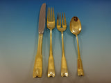 Colonial Theme by Lunt Sterling Silver Flatware Service 12 Set Vermeil Gold
