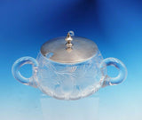 Watson-Newell Sterling Silver and Etched Glass Jam Jar w/3 Handles #4158 (#3478)