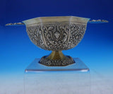 Colonial India Silver Bowl on Pedestal Base Vermeil w/Faces Fruit Flowers #3871