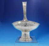 Sterling Silver Basket with Handle with Bright-Cut Flower Design 8 1/2" (#3985)