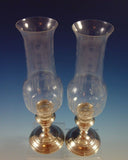 Old French by Gorham Sterling Silver and Glass Hurricane Lamp Pair #662 (#2366)