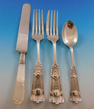 Ribbon by Wendt Sterling Silver Flatware Service for 8 Set 50 pcs Antique c1870