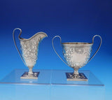 Davis and Galt Sterling Silver Sugar Creamer Set 2pc #68 w/Leaf Design (#3666)