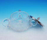 Watson-Newell Sterling Silver and Etched Glass Jam Jar w/3 Handles #4158 (#3478)