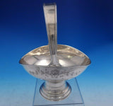 Sterling Silver Basket with Handle with Bright-Cut Flower Design 8 1/2" (#3985)