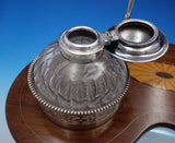 Goodnow and Jenks Sterling Silver Inkwell w/ Glass Inlaid Wood c.1893-1905 #4325