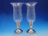 Garden Silversmiths Sterling Silver Candlesticks with Hurricane Glass (#4585)