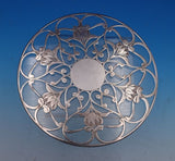 Water Lily by Unknown Glass Trivet Plate with Silver Overlay 7 3/4" (#7866)