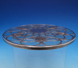 Water Lily by Unknown Glass Trivet Plate with Silver Overlay 7 3/4" (#7866)