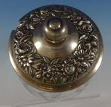 Repousse by Kirk Sterling Silver Jelly Jar w/Cover & Etched Glass #20F (#0796)