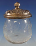 Repousse by Kirk Sterling Silver Jelly Jar w/Cover & Etched Glass #20F (#0796)