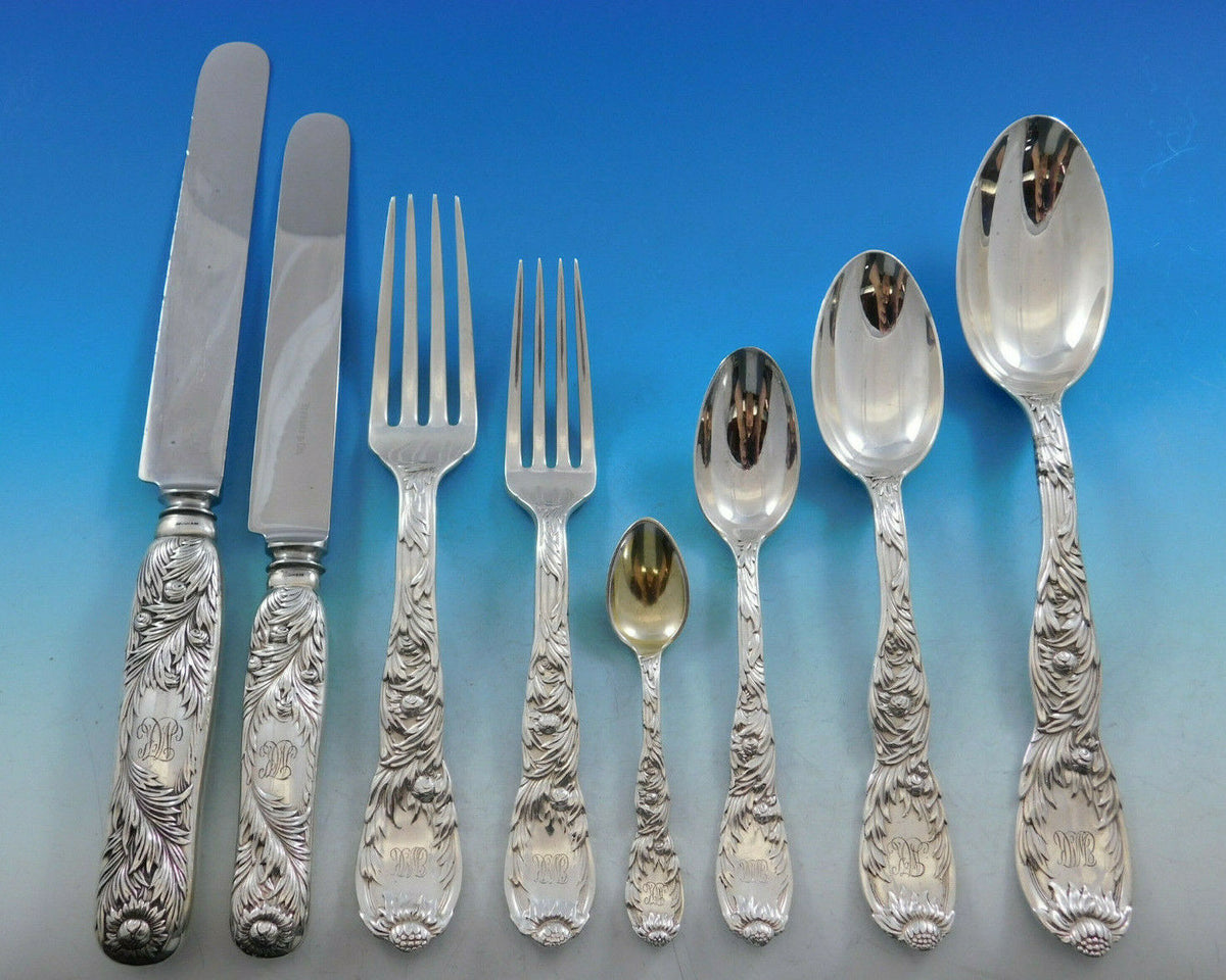 Chrysanthemum by Tiffany Sterling Silver Flatware Set Service 66 pcs  Dinner