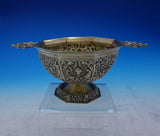 Colonial India Silver Bowl on Pedestal Base Vermeil w/Faces Fruit Flowers #3871
