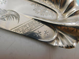 Japanese by Tiffany Sterling Silver Crumber Pie Crust Edge Rooster & Hen 13 3/4"