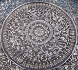 Colonial India Sterling Silver Tray Round Repoussed Deer Birds Pierced (#3900)