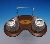 Goodnow and Jenks Sterling Silver Inkwell w/ Glass Inlaid Wood c.1893-1905 #4325