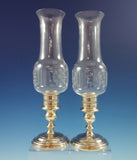 Old French by Gorham Sterling Silver and Glass Hurricane Lamp Pair #662 (#2366)