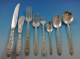 Southern Rose by Manchester Sterling Silver Flatware 8 Set 67 Pieces Repousse