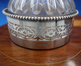 Goodnow and Jenks Sterling Silver Inkwell w/ Glass Inlaid Wood c.1893-1905 #4325