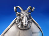 Silverplate Business Card Tray w/ Two 3-D Ram Heads c. 1870 4 3/4" x 8" (#7172)