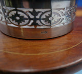 Goodnow and Jenks Sterling Silver Inkwell w/ Glass Inlaid Wood c.1893-1905 #4325