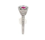 Platinum .16ct Diamond and Synthetic Lab-Created Ruby Filigree Ring (#J6186)
