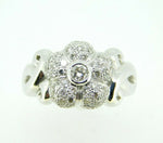 18k White Gold Genuine Natural Diamond Flower Ring 3/4ct (#J1778)