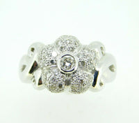 18k White Gold Genuine Natural Diamond Flower Ring 3/4ct (#J1778)