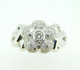 18k White Gold Genuine Natural Diamond Flower Ring 3/4ct (#J1778)