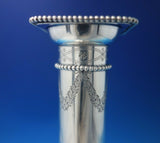 Beaded by Bigelow Kennard Sterling Silver Candlestick Pair #10 BC w/Wreath #6362