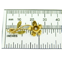 Art Nouveau 14k Yellow Gold Cast Flower Genuine Natural Diamond Pin (#J4750)