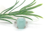 20k White Gold 4.05 Carat Genuine Natural Aquaprase Ring Size 4.5 (#J7214)