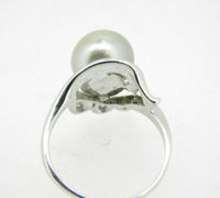 14k White Gold Grey Tahitian Pearl and Diamond Ring (#J5040)