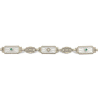 14k Filigree Crystal Quartz Bracelet w/Diamond and Lab-Created Stones (#J7360)