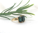 18k 3-Stone 4.5 Carat TW Genuine Indicolite Blue Teal Tourmaline Ring (#J7220)