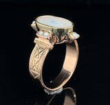 Victorian 10k Rose Gold Australian Opal Ring Cigar Band Size 5.25 (#J6578)