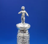 European .800 Silver Cut Crystal Decanter 3-D Child on Top w/ Men Women (#6867)