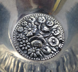 Spanish .915 Silver Nut / Mint Dish with Repousse Flowers 3/4" x 2" (#8628)