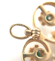 14k Yellow Gold Turquoise and Pearl Flower Brooch Pin 1 1/8" Jewelry (#J6694)
