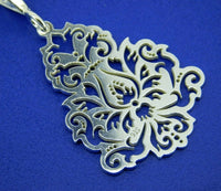 935 Argentium Sterling Laser Cut Pendant Chrysanthemum Flower (#J4409)