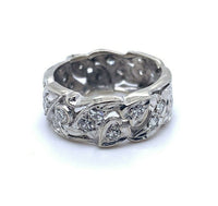 14k White Gold Pierced Genuine Natural Diamond Eternity Band Size 6 (#J5160)