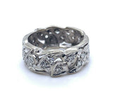 14k White Gold Pierced Genuine Natural Diamond Eternity Band Size 6 (#J5160)