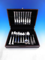Aztec Column by Pedro Castillo Mexican Taxco Sterling Silver Flatware Set 48 pcs