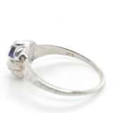 Art Deco 18k Gold .68ct Genuine Natural Sapphire Ring Hand Engraved (#J7568)